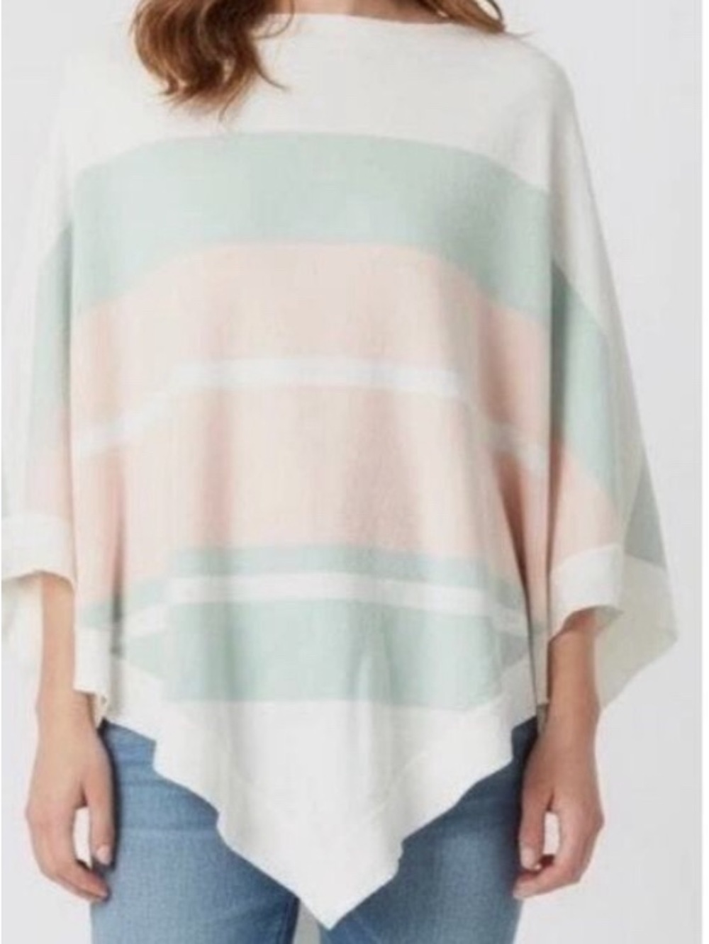 Barefoot Dreams Cozychic Ultra Lite Ocean Breeze Poncho Pink Multi Stripe NWT